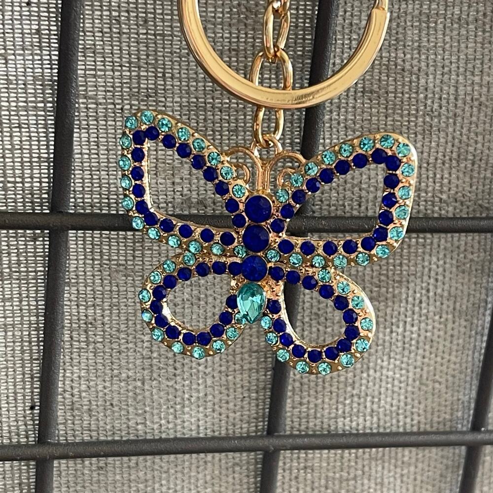 Butterfly Handbag Charm Keychain Blue
